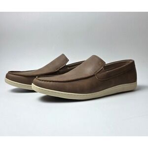 New IZOD Men's Slip On Shoes 12 Loafers Brown Memory Foam Lightweight #0386